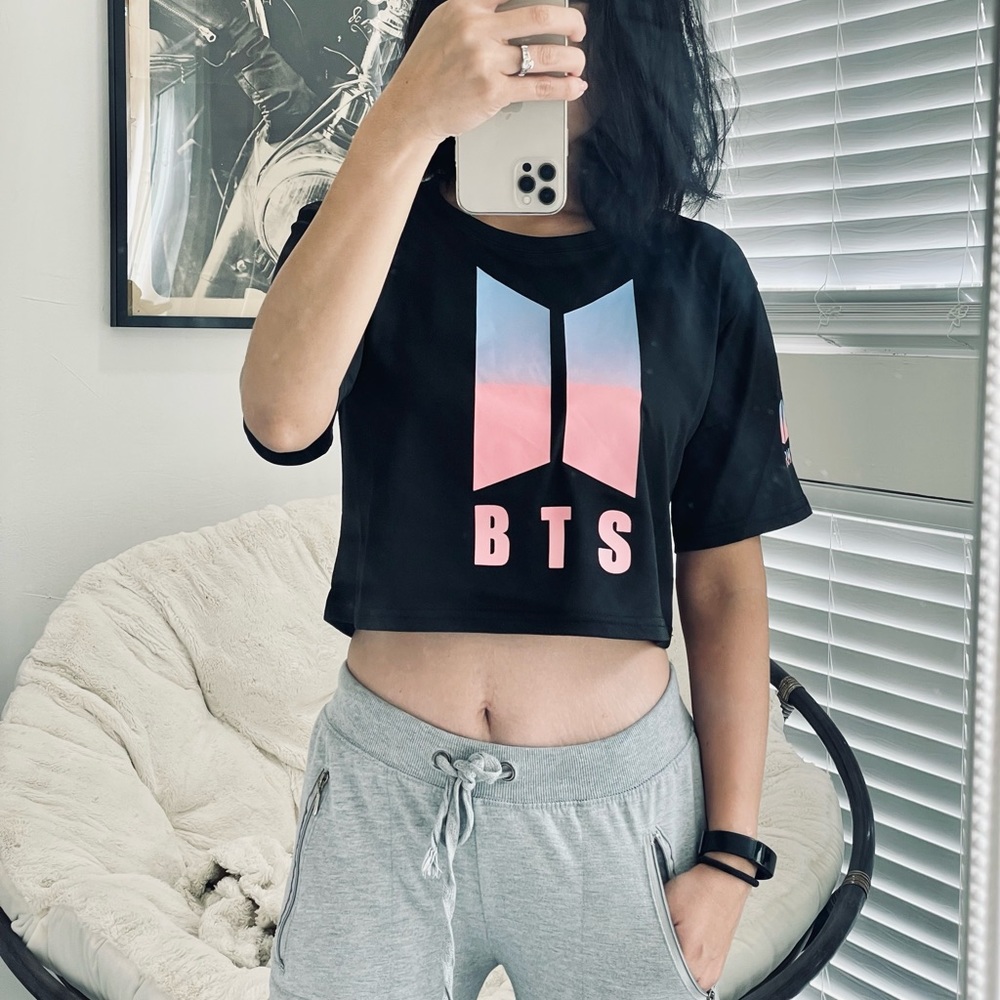 BTS K Pop Korean fashion band black crop top